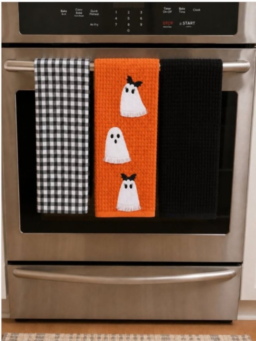 NWT Cupcakes and Cashmere at Home Fringe Edge Ghost Kitchen Towels -3 pc Set